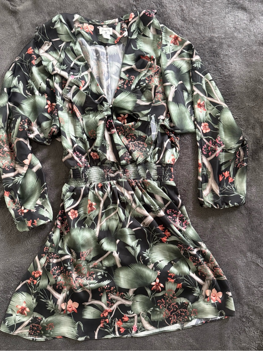 Johanna Ortiz & H&M Tropical Flora Print short mini ruffle Dress Medium